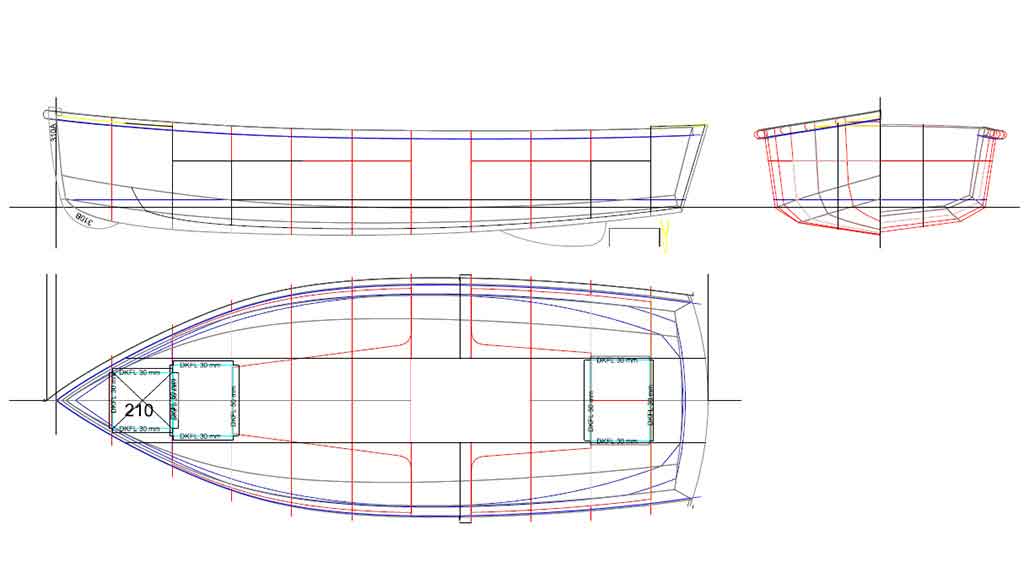 Snijtekening aluminium sloep